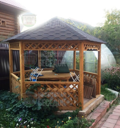 картинка Деревянная беседка ТЕПЛЫЙ ДЕНЬ от магазина Лазалка