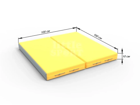 картинка Мат кожзам LittleSport (100х100х10см) складной в 2 сложения серый\желтый от магазина Лазалка