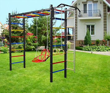 Уличная шведская стенка Sv Sport рукоход У538 (Турник/Со спинкой/Канат/кольца/лестница)