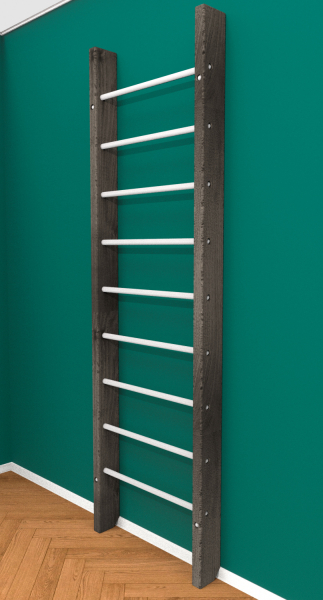 Брашированная шведская стенка "Кастерли" Черный (Белые ступени)