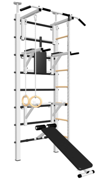 Шведская стенка Sv Sport враспор (Турник стандарт/Брусья/Стойка/Скамья/Канат/Кольца/Лестница) (258-275см) 708