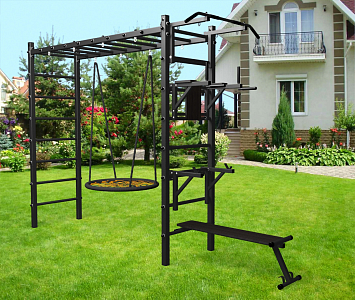 Уличная шведская стенка Sv Sport рукоход У527.2 (Турник/Брусья/Стойка/Скамья/Гнездо 115см)