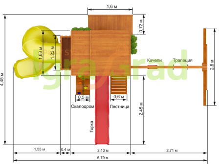 картинка Детская площадка IgraGrad "Клубный домик 3 с трубой от магазина Лазалка