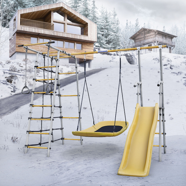 Детский спортивный комплекс для дачи ROMANA Богатырь (желтый/серый)