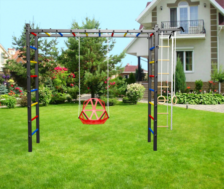 картинка Уличная шведская стенка Sv Sport рукоход У538 (Турник/Со спинкой/Канат/кольца/лестница) от магазина Лазалка