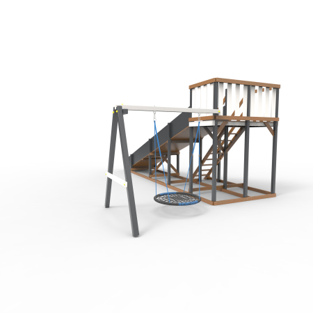 Детская площадка - деревянная горка Пикник "Зима №3" Ультра с качелями "Гнездо"