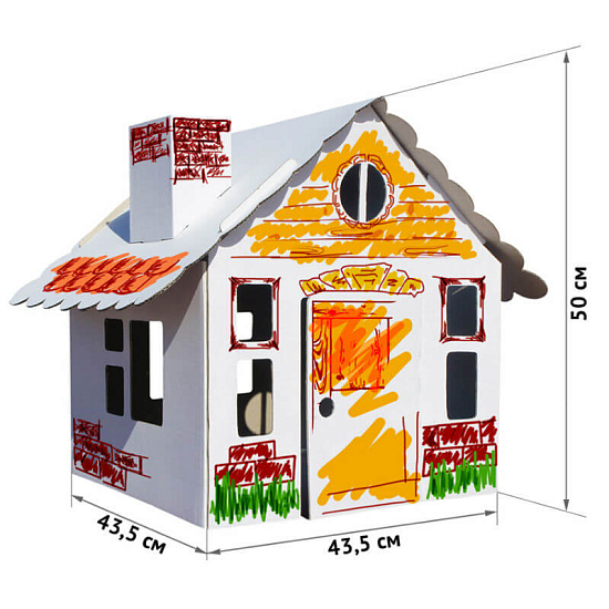 картинка Картонный домик-раскраска "Домик в деревне" от магазина Лазалка