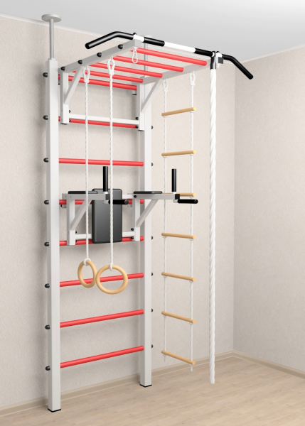 Шведская стенка Sv Sport враспор (Турник рукоход/Брусья/Канат/Кольца/Лестница) (высота 258-275см)  