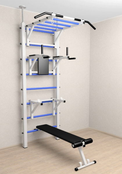 Шведская стенка Sv Sport враспор (Турник рукоход/Брусья/Стойка/Скамья) (258-275 см) 726