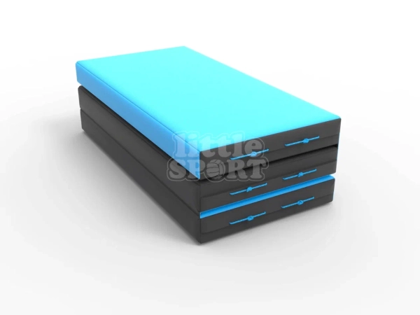 картинка Мат кожзам LittleSport (100х150х10см) складной в 3 сложения черный/голубой от магазина Лазалка