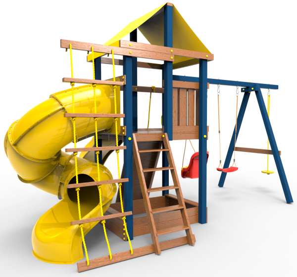 картинка Детская игровая площадка Пикник  "Элит" с винтовой трубой (синий) от магазина Лазалка