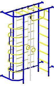 Детский спортивный комплекс ДСК "Пионер-9" с лестницей (пристеночный) синий-желтый