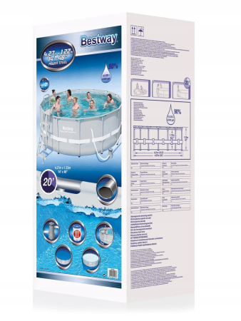 картинка Каркасный бассейн 427х122см, 15232л, фильтр-насос 3028л/ч, тент, лестница, Bestway, 56444 BW от магазина Лазалка