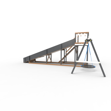 Детская площадка - деревянная горка Пикник "Зима №3" Ультра с качелями "Гнездо"