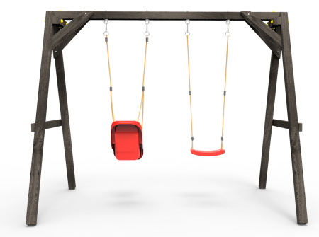 Деревянные качели Пикник 2 "Блэк" (качели долька + для малышей)