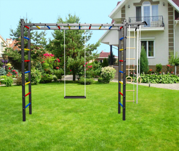 картинка Уличная шведская стенка Sv Sport рукоход У530 (Турник/Деревянные/Канат/кольца/лестница) от магазина Лазалка