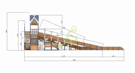 картинка Зимняя деревянная горка "IgraGrad Snow Fox 19" с тремя скатами от магазина Лазалка
