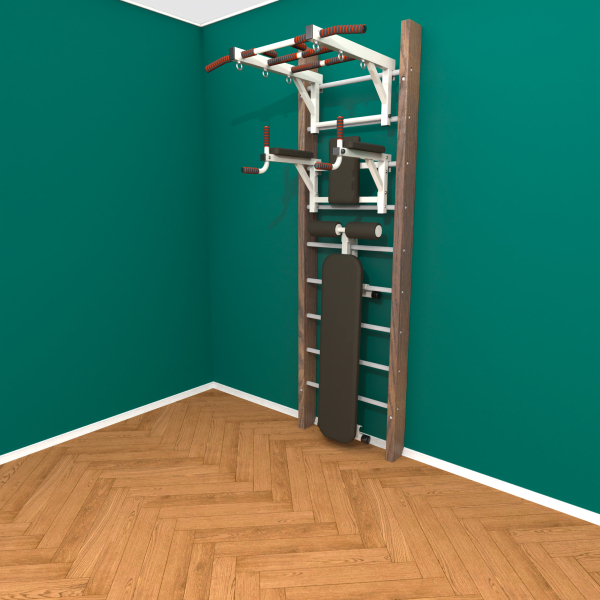 картинка Брашированная шведская стенка "Кастерли" Classic ТБС (Белые ступени) от магазина Лазалка