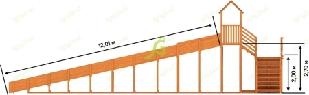 Зимняя деревянная горка "IgraGrad Snow Fox 12 м" с двумя скатами мод.2