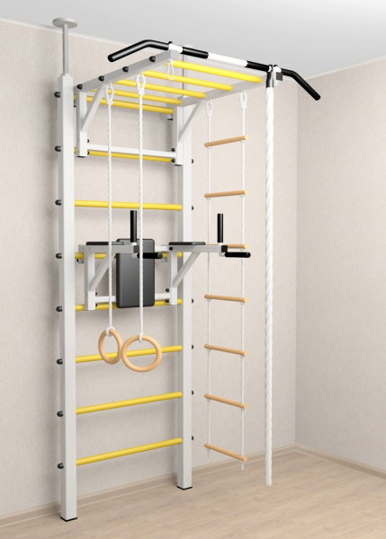 Шведская стенка Sv Sport враспор (Турник рукоход/Брусья/Канат/Кольца/Лестница) (высота 258-275см)  