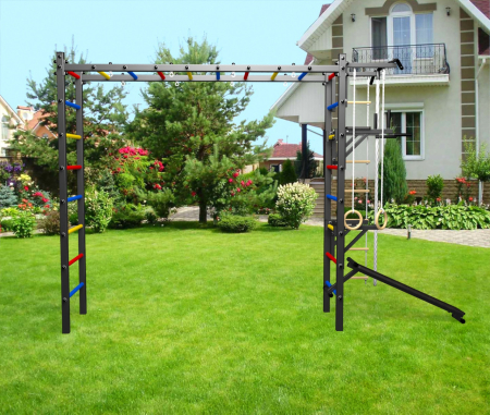 картинка Уличная шведская стенка Sv Sport рукоход У512 (Турник/Брусья/Стойка/Скамья/Канат/кольца/лестница) от магазина Лазалка